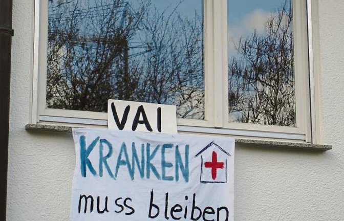 Ein Vaihinger Protestbanner, fotografiert von Andrea Keppler.