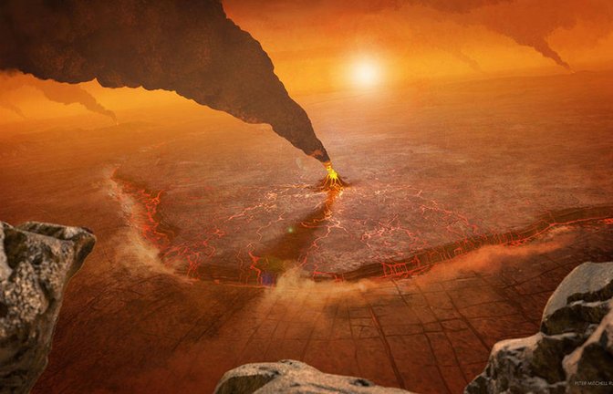 Sieht so die Erde in 500 Jahren aus? Die  Quetzalpetlatl Corona – eine ovale Oberflächenstruktur, bei der es sich  nicht um einen Einschlagkrater handelt – auf dem Planeten Venus.<span class='image-autor'>Foto: Imago/Cover Images</span>