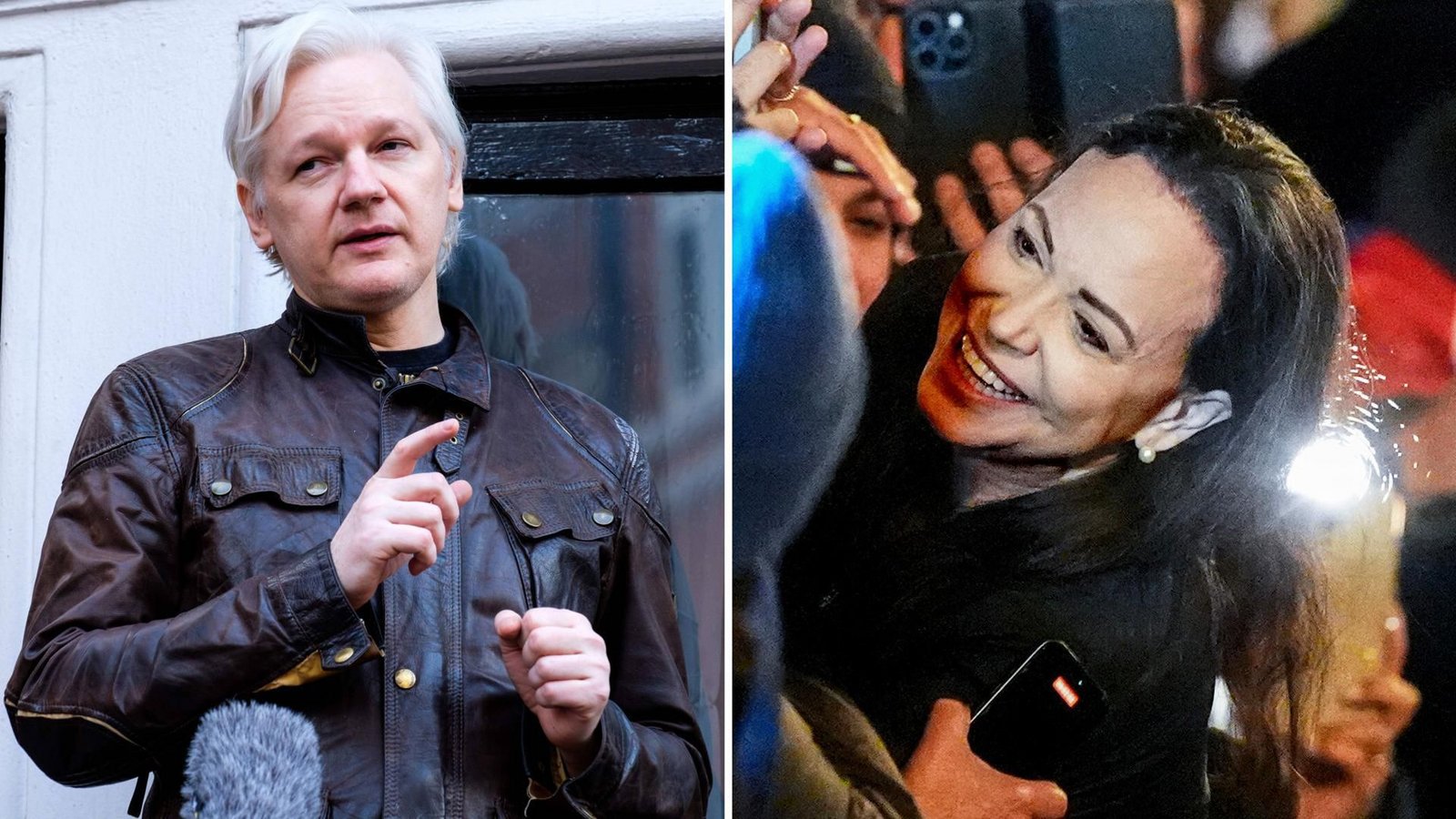 Wikileaks-Gründer Julian Assange (l.) hat die Nobel-Stiftung wegen der Verleihung des Friedensnobelpreises an María Corina Machado in Schweden angezeigt.Foto: imago/ZUMA Press/Ray Tang Wikileaks-Gründer Julian Assange (l.) hat die Nobel-Stiftung wegen der Verleihung des Friedensnobelpreises an María Corina Machado in Schweden angezeigt.Foto: imago/ZUMA Press/Ray Tang
