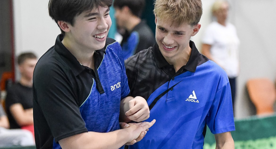 Stadtmeisterschaften Junioren  Tischtennis, Jugend, männlich,   Doppelsieger Jannik Wenz und Stellan Krilla (links) 