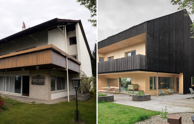 Familienvilla  in Ludwigsburg, umgebaut von dem Stuttgarter Architekten Hadi Tandawardaja.<span class='image-autor'>Foto: Montage aus älterem Bestandsmaterial, SOMAA (li.)/Zooey Braun</span>