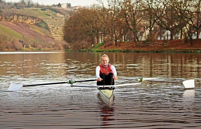 Kurzbesuch auf dem Neckar: Ansonsten rudert Janika Kölblin aus Esslingen vornehmlich in Miami.  Foto: Baumann
