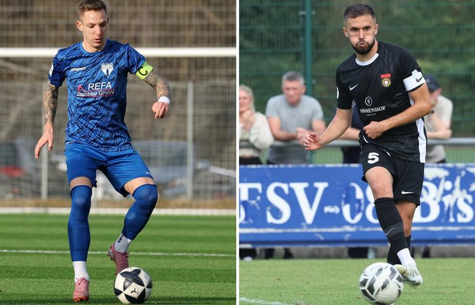 Erfahrene Kapitäne: Marco Kehl-Gomez (SGV Freiberg/li.) und Volkan Celiktas (SG Sonnenhof Großaspach).<span class='image-autor'>Foto: Baumann/Julia Rahn</span>