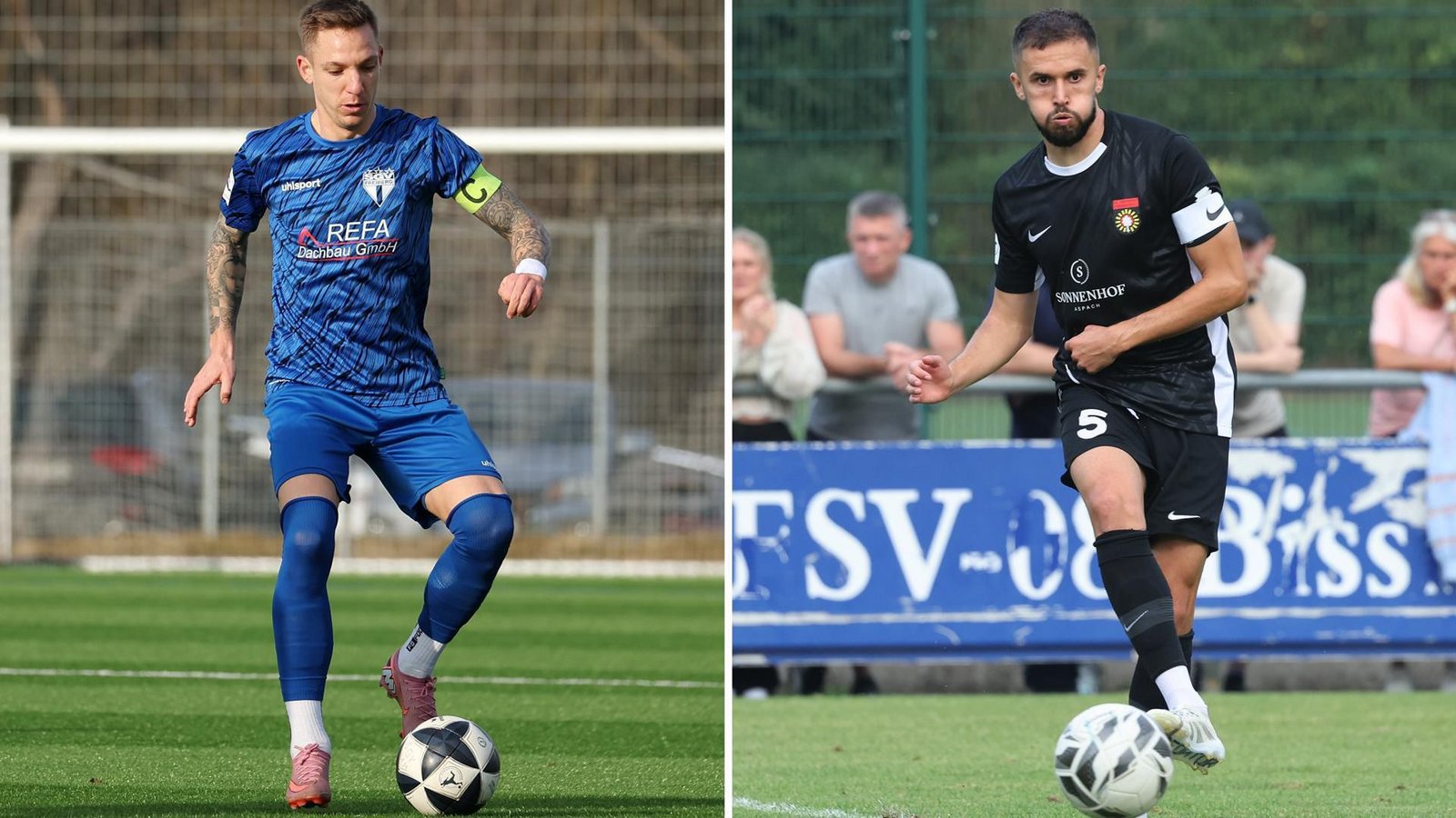 Erfahrene Kapitäne: Marco Kehl-Gomez (SGV Freiberg/li.) und Volkan Celiktas (SG Sonnenhof Großaspach).Foto: Baumann/Julia Rahn Erfahrene Kapitäne: Marco Kehl-Gomez (SGV Freiberg/li.) und Volkan Celiktas (SG Sonnenhof Großaspach).Foto: Baumann/Julia Rahn