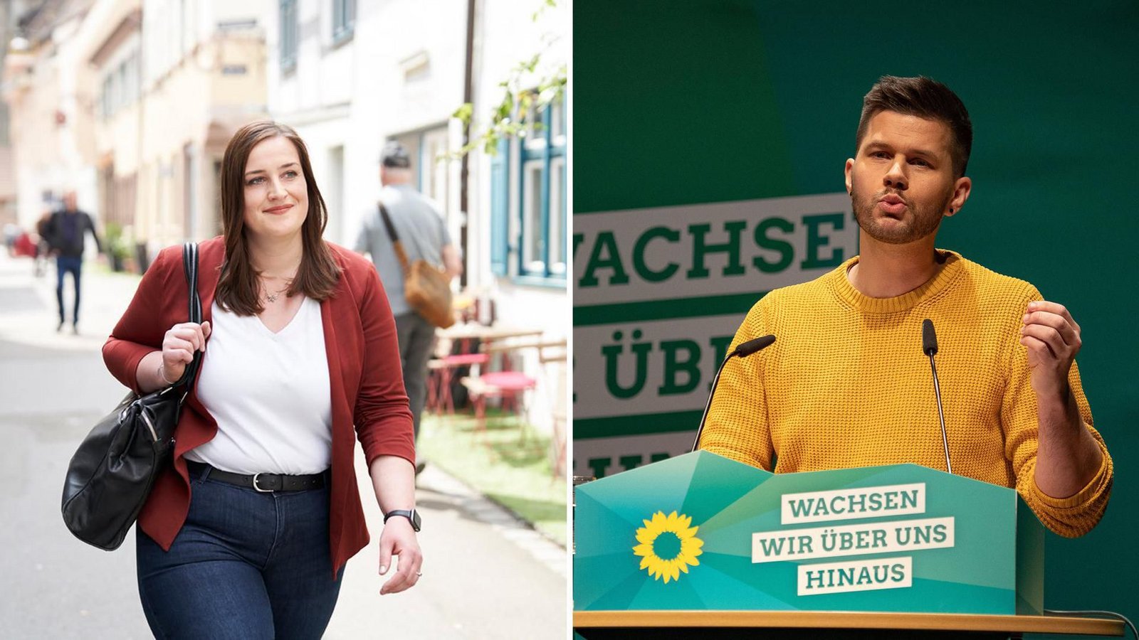 Lena Schwelling (links) und Pascal Haggenmüller, die Vorsitzenden der Grünen in Baden-Württemberg, distanzieren sich von dem Ton des Vorsitzenden der Grünen Jugend.Foto: Bündnis 90/Grüne/dpa/Collage STZN Lena Schwelling (links) und Pascal Haggenmüller, die Vorsitzenden der Grünen in Baden-Württemberg, distanzieren sich von dem Ton des Vorsitzenden der Grünen Jugend.Foto: Bündnis 90/Grüne/dpa/Collage STZN