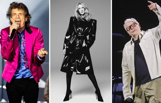 Mick Jagger (links), Céline Dion und Herbert Grönemeyer haben alle viel vor, bevor es wieder Winter wird.<span class='image-autor'>Foto: imago (2)/ Sony Music</span>