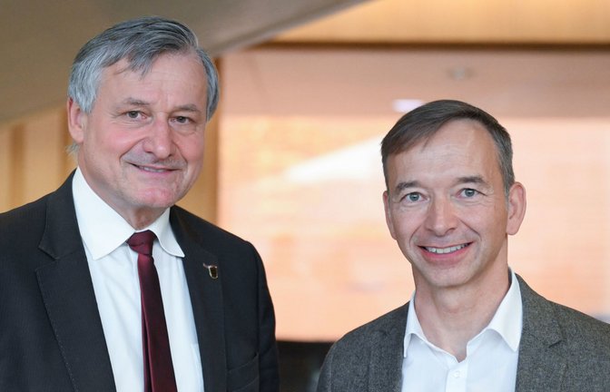 Hans-Ulrich Rülke (li.) und  Pascal Kober bei ihrem Presseauftritt in Stuttgart<span class='image-autor'>Foto: dpa// Bernd Weißbrod</span>