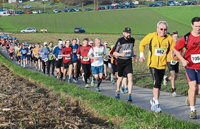 Der Berg hat es in sich. Gleich nach dem Start der Läufe über 6,6 und zehn Kilometer führt die Strecke beim Nussdorflauf steil nach oben. Foto: Küppers