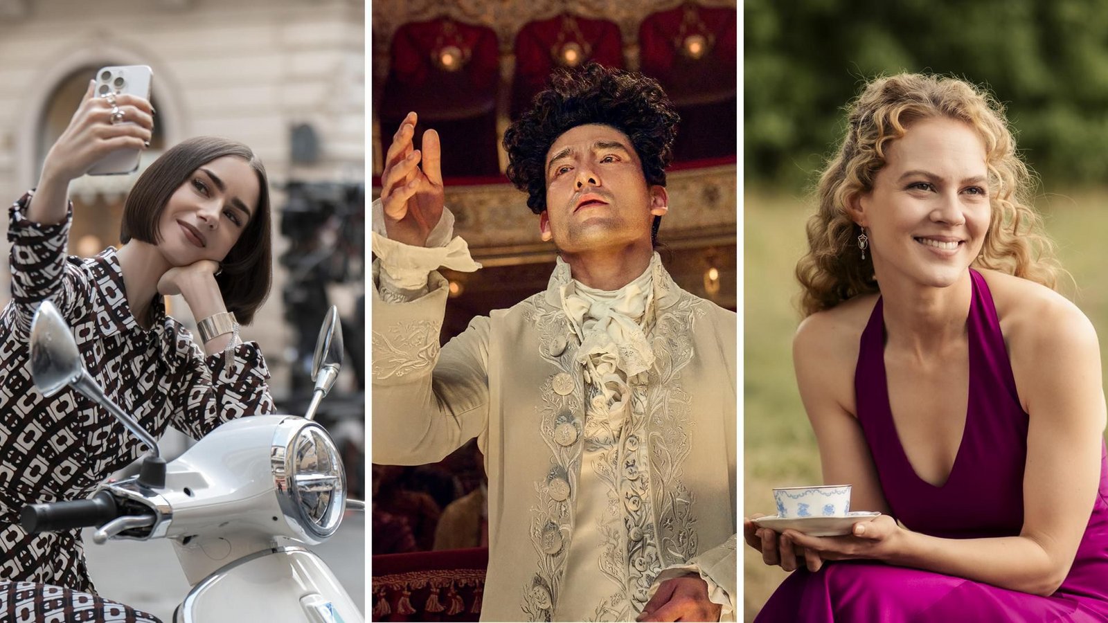 Wie wär’s zum Beispiel mit „Emily in Paris“, „Amadeus“ oder Miss Sophie“ (von links)? Unsere Serien-Streamingtipps für DezemberFoto: Netflix/Giulia Parmigiani, Sky/Wow, Prime Video/Gordon Muehle Wie wär’s zum Beispiel mit „Emily in Paris“, „Amadeus“ oder Miss Sophie“ (von links)? Unsere Serien-Streamingtipps für DezemberFoto: Netflix/Giulia Parmigiani, Sky/Wow, Prime Video/Gordon Muehle