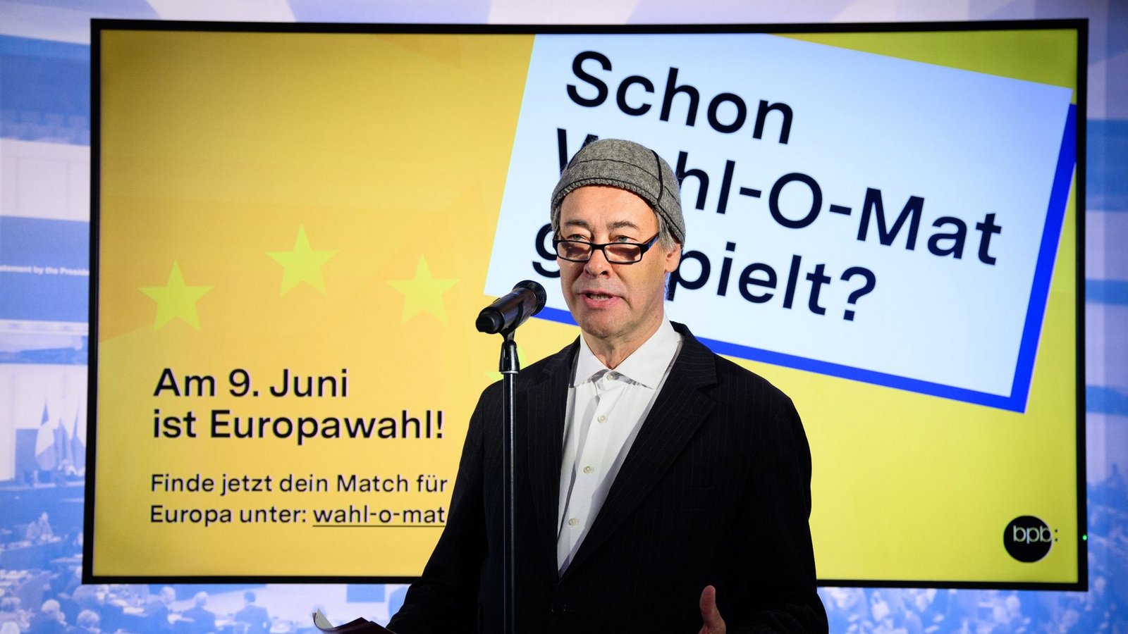 bpb-Präsident Thomas Krüger in Berlin beim Start des Wahl-O-Mat zur Wahl des Europäischen Parlaments 2024.Foto: Bernd von Jutrczenka/dpa