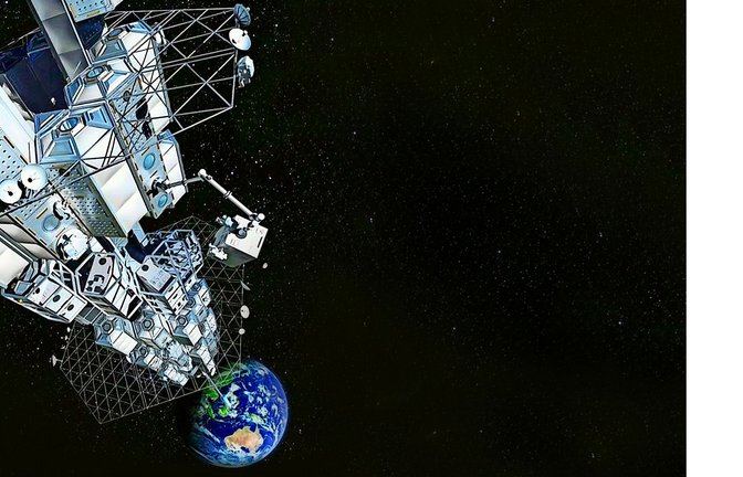 Von der Erde aus 36 000 Kilometer und mehr ins All: Im Computerbild sehen die Pläne schon mal sehr spektakulär aus.<span class='image-autor'>Foto: Obasyashi</span>