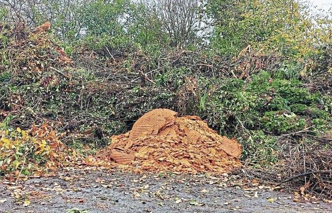 Der Bauhof der Stadt Vaihingen hat mal wieder eine unzulässige Ablagerung auf dem Häckselplatz in Aurich festgestellt: Apfeltrester gehört nicht auf den Häckselplatz! Diese Ablagerung stellt eine Ordnungswidrigkeit dar und kann zur Anzeige gebracht werden