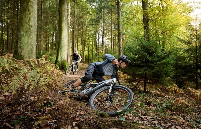 Mountainbiker Maximilian Jakubowski aus Stuttgart unterwegs durch den Wald – hier auf einem legalen Trail.<span class='image-autor'>Foto: &nbsp;</span>