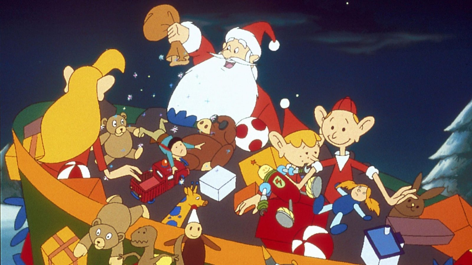 Der Weihnachtsmann und seine drei Helfer, die Elfen Trixi, Gilfi und Jordi verteilen am Heiligen Abend wieder hunderte von Geschenken.Foto: SUPER RTL