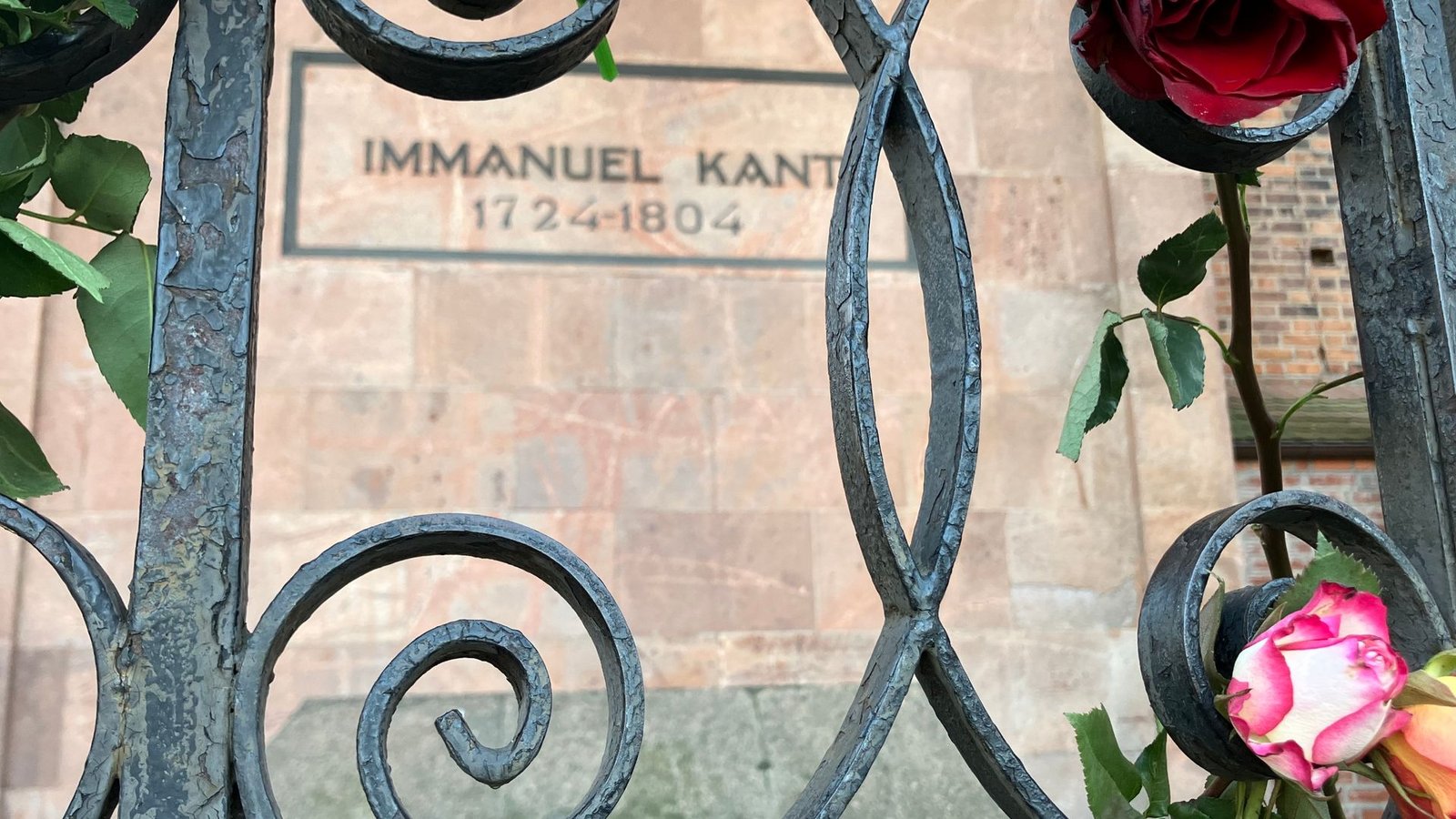 Blumen schmücken die Grabstelle von Immanuel Kant in Kaliningrad.Foto: Andre Ballin/dpa
