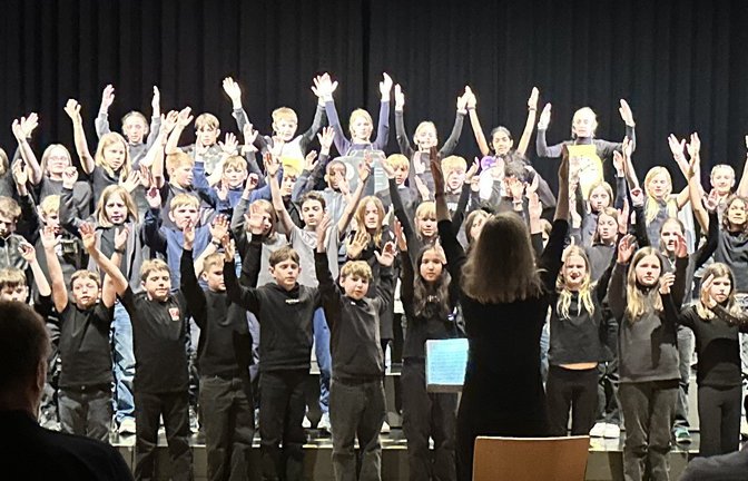 Feuertaufe für die jüngsten Gymnasiasten: Alle Fünftklässler haben bei dem Musical in der Stadthalle mitgemacht.  <span class='image-autor'>Fotos: p</span>