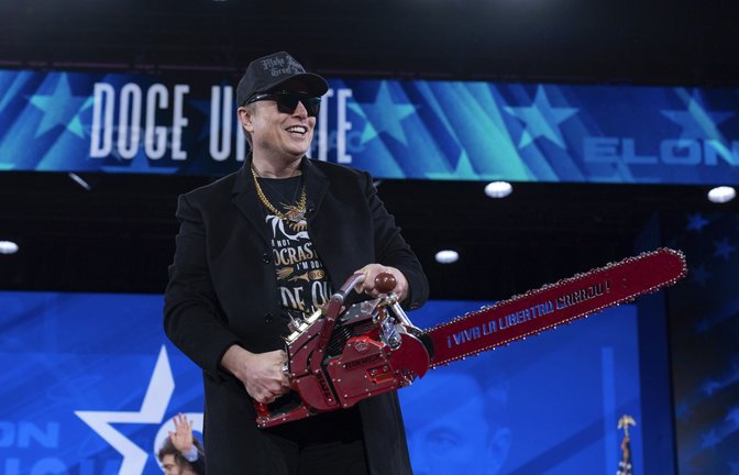 Musk mit Kettensäge<span class='image-autor'>Foto: picture alliance/dpa/AP/Jose Luis Magana</span>