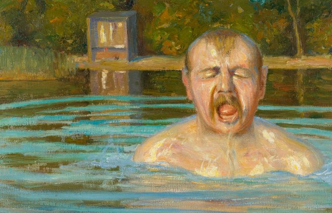 Ungewöhnlicher Schnappschuss: Philipp Klein malte 1899 seinen Malerkollegen Lovis Corinth, der ein leidenschaftlicher Schwimmer war.<span class='image-autor'>Foto: H. W. Fichter Kunsthandel</span>