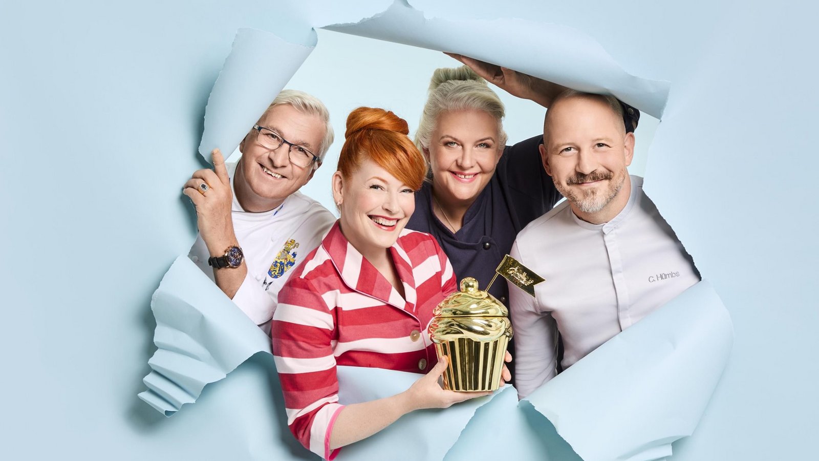 Günther Körffer, Enie van de Meiklokjes, Bettina Schliephake-Burchardt und Christian Hümbs machen in Sat.1 eine Woche Pause.Foto: Joyn / Marc Rehbeck Günther Körffer, Enie van de Meiklokjes, Bettina Schliephake-Burchardt und Christian Hümbs machen in Sat.1 eine Woche Pause.Foto: Joyn / Marc Rehbeck