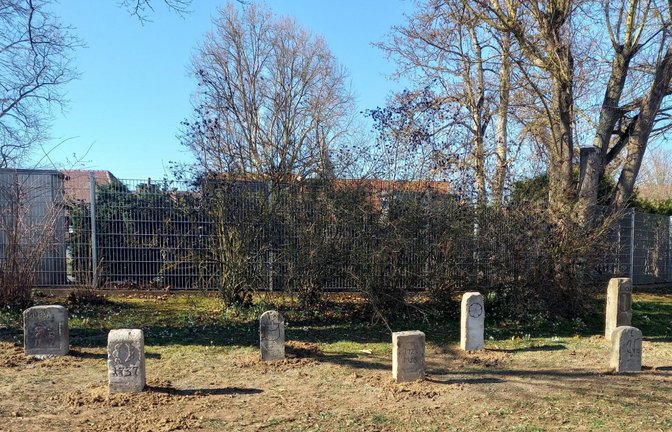 Nein, auf dem Rasenstück vor dem Horrhemer Friedhof werden jetzt nicht auch schon Verstorbene beerdigt. Es handelt sich vielmehr um alte Grenzsteine aus dem Museum Alte Kelter, welche die Passanten erfreuen sollen, wie Ortsvorsteherin Anita Götz zu ihrem Foto schreibt.