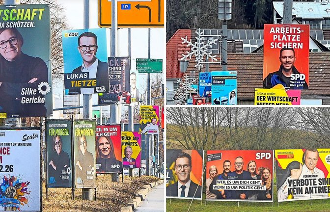 Die Wahlplakate hängen längst überall im Land. Teils wird auf ihnen auch auf Erst- und Zweitstimme hingewiesen.<span class='image-autor'>Foto: Uli Deck/dpa</span>