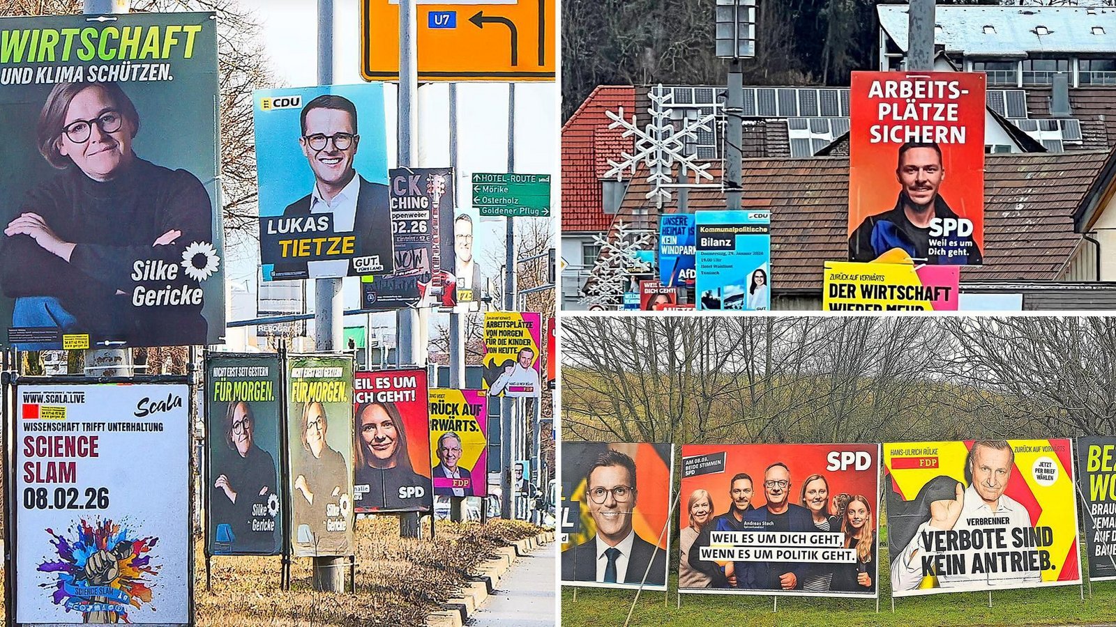 Die Wahlplakate hängen längst überall im Land. Teils wird auf ihnen auch auf Erst- und Zweitstimme hingewiesen.Foto: Uli Deck/dpa