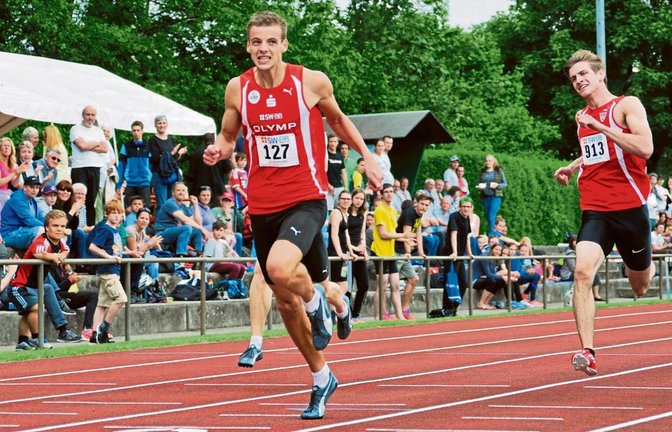 Hürdenläufer Felix Franz nutzt das Sportfest an Himmelfahrt, um früh in der Saison seine Qualitäten im Sprint zu testen. Platz zwei über 100 Meter und Sieg über 200 Meter sind der Lohn.   Fotos: privat