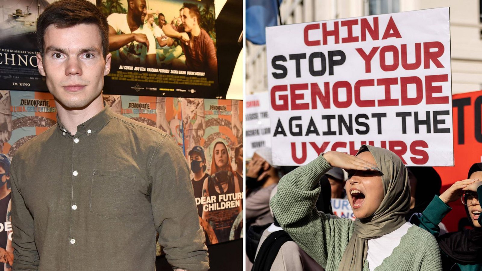 Franz Böhm bei der Premiere seines Dokumentarfilms „Dear Future Child“. Sein erster langer Spielfilm „Keep Her Quiet“ handelt von der Unterdrückung der Uiguren in China, gegen die Menschen seit Jahren weltweit protestieren.Foto: imago/Future Image, Zuma Press