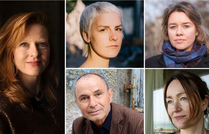 Fünf Weisen, Geschichte zum Sprechen zu bringen: Anja Kampmann, Helene Bukowski, Elli Unruh, Katerina Poladjan und Norbert Gstrein (von links im Uhrzeigersinn)<span class='image-autor'>Foto: Maximilian Goedecke, Tobias Kruse, Paul Boxberger, Francesco Gattoni, Isolde Ohlbaum</span>