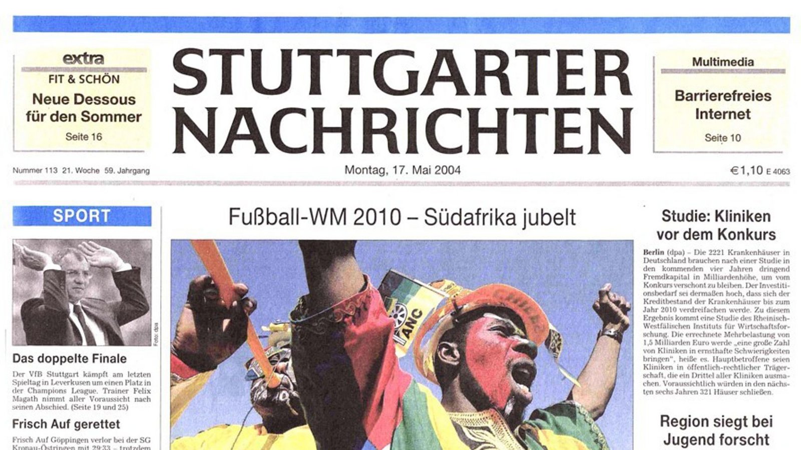 So sah die StN-Titelseite vor 20 Jahren aus.Foto: StN/Screenshot So sah die StN-Titelseite vor 20 Jahren aus.Foto: StN/Screenshot