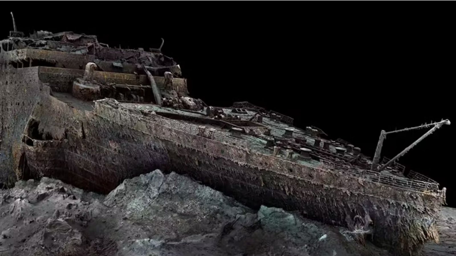 Hochauflösende 3D-Aufnahme des Wracks der Titanic in 3821 Meter Tiefe.Foto: AFP/BBC/Atlantic Produtcions/Magellan Hochauflösende 3D-Aufnahme des Wracks der Titanic in 3821 Meter Tiefe.Foto: AFP/BBC/Atlantic Produtcions/Magellan
