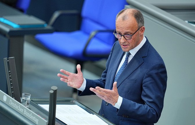 Bei Reformen im Verzug: Bundeskanzler Friedrich Merz während seiner Regierungserklärung im Bundestag.<span class='image-autor'>Foto: picture alliance/dpa</span>