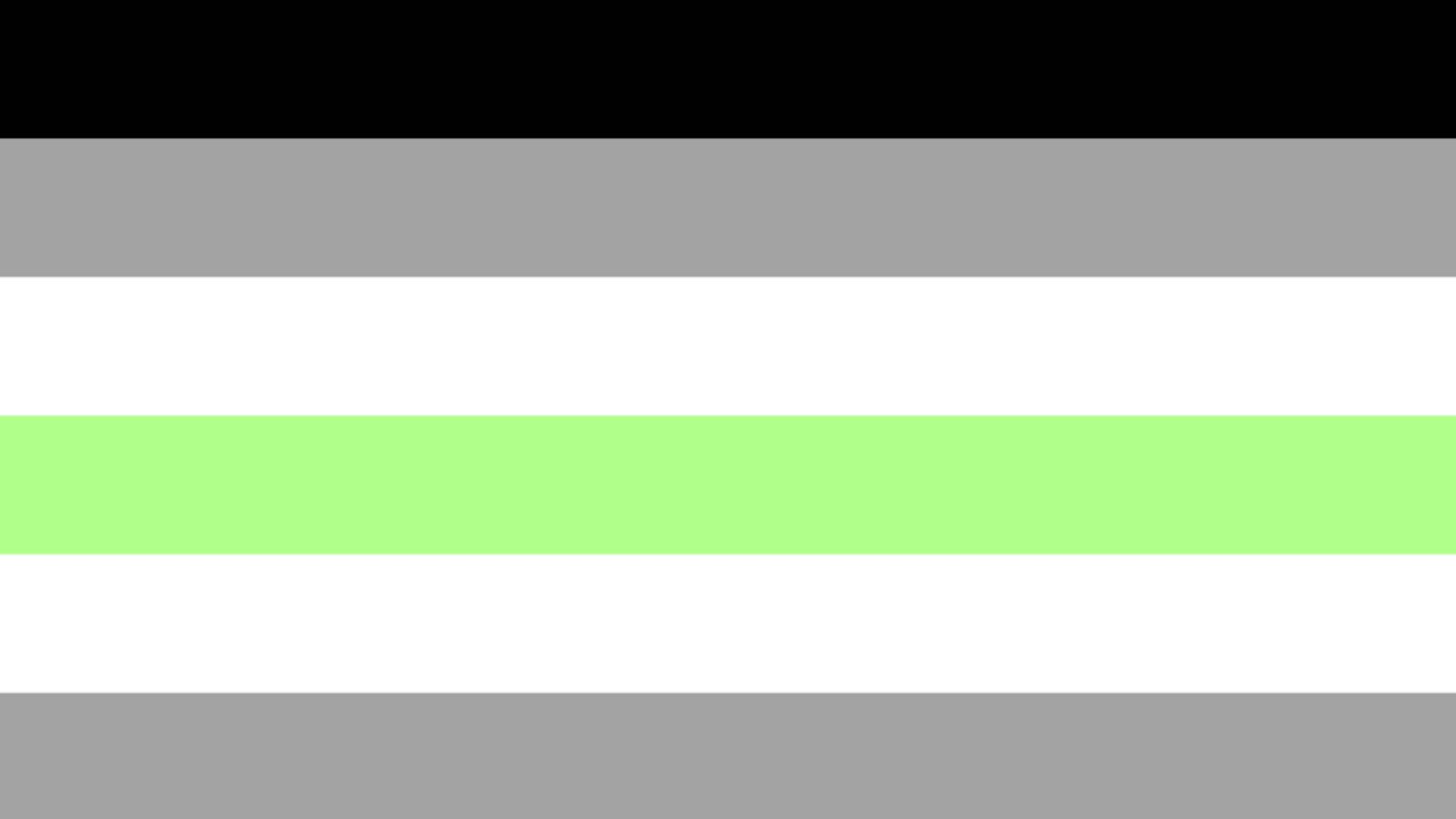 Agender-Flagge: Die Agender Pride Flagge hat sieben horizontale Streifen in Schwarz, Grau, Weiß und Grün. Die schwarzen und weißen Streifen stehen für die Abwesenheit von Geschlecht, der graue Streifen symbolisiert die Zwischenstufen, und der grüne Streifen steht für nicht-binäre Identitäten. Diese Flagge steht für die Sichtbarkeit und Anerkennung von Personen, die sich als Agender identifizieren, und unterstreicht die Vielfalt von Geschlechtsidentitäten jenseits der traditionellen binären Konzepte von männlich und weiblich.Foto: Sunflowerr/Shutterstock