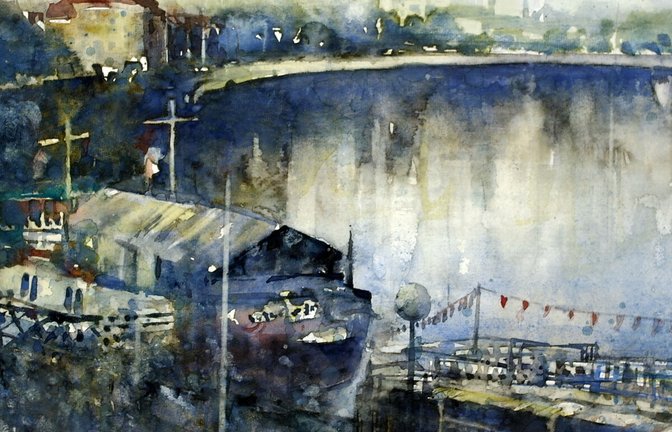 Am Neckar zum Mühlsteg heißt das wunderbare  Bild von Aquarellmaler Wolfgang Eichenbrenner von 2011.<span class='image-autor'>Foto: Galerie Keim</span>