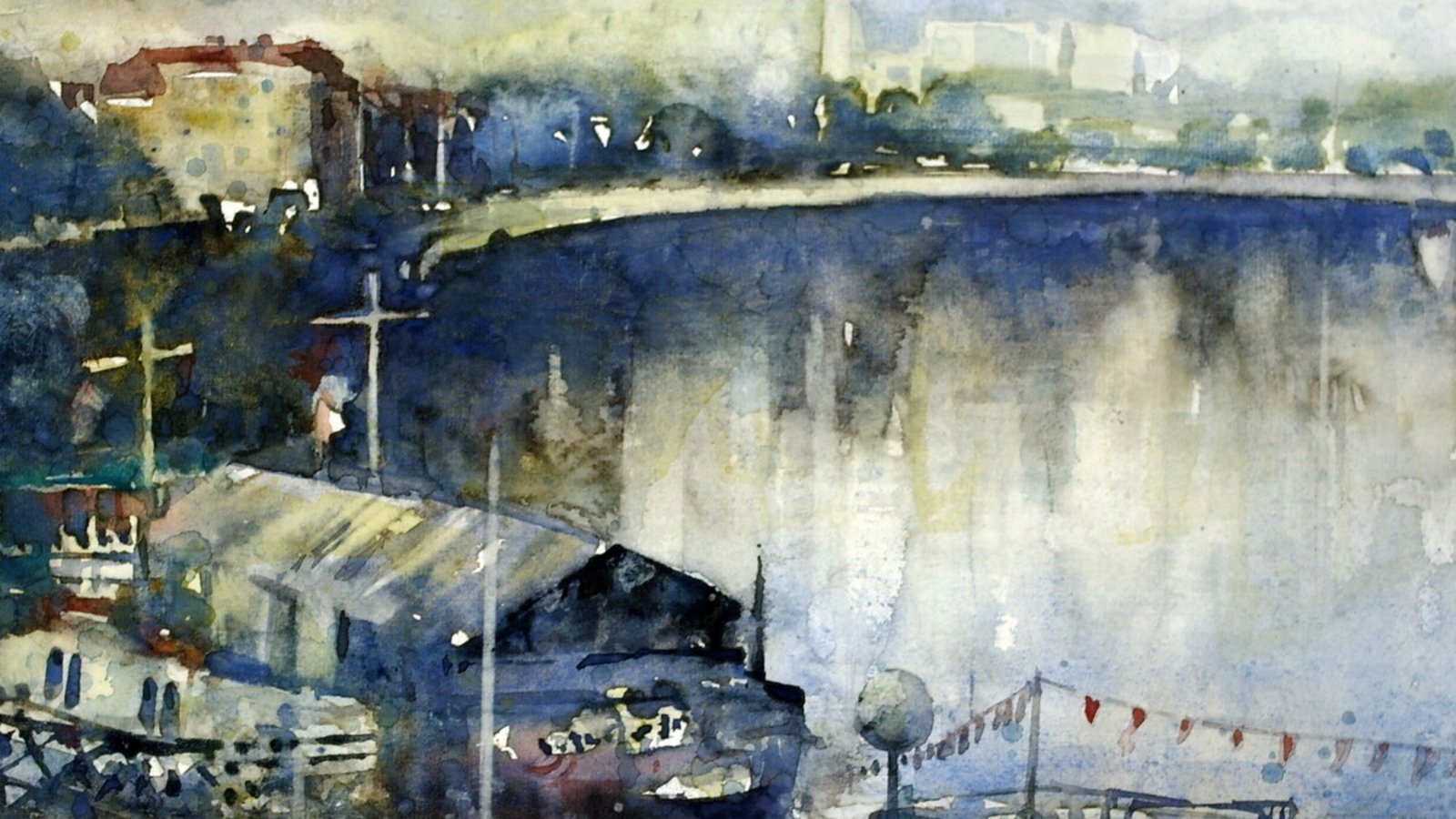 Am Neckar zum Mühlsteg heißt das wunderbare  Bild von Aquarellmaler Wolfgang Eichenbrenner von 2011.Foto: Galerie Keim