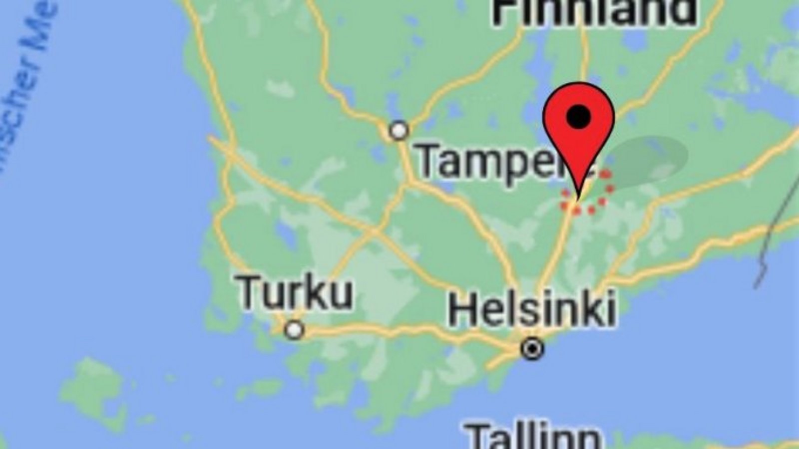 Rund 100 Kilometer nördlich von Helsinki liegt Lahti. Screenshot: Google Maps
