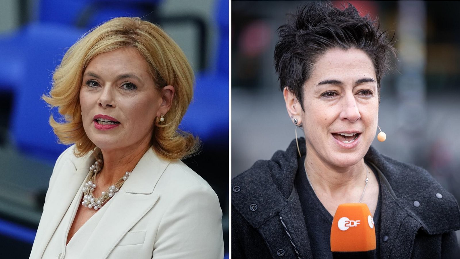 Bundestagspräsidentin Julia Klöckner steht in der Kritik nachdem sie einen Beitrag zu Moderatorin Dunja Hayali geteilt hat.Foto: Kay Nietfeld/dpa (li.) / Michael Kappeler/dpa  (re.)