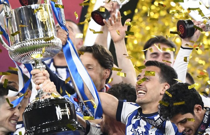 Pokalsensation: Real Sociedad San Sebastián setzt sich gegen Atlético Madrid durch und gewinnt die Copa del Rey.<span class='image-autor'>Foto: AFP/CRISTINA QUICLER</span>