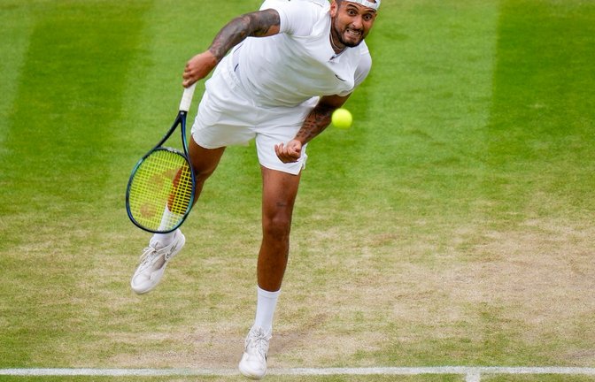 Hat erstmals in seiner Karriere das Halbfinale in Wimbledon erreicht: Nick Kyrgios in Aktion.<span class='image-autor'>Foto: Alastair Grant/AP/dpa</span>