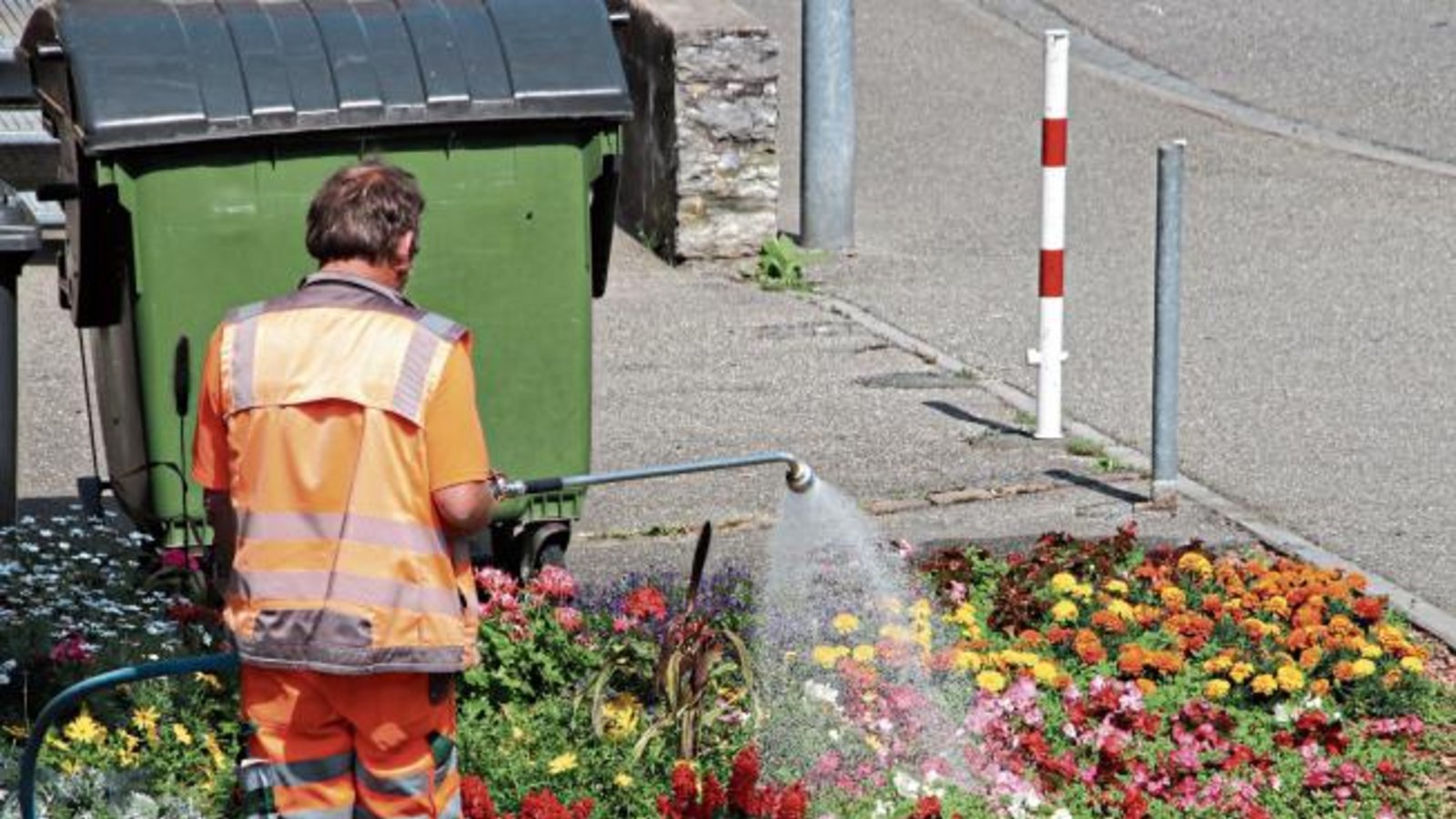 Eine Dusche gefällig? Auch die Vaihinger Grünanlagen haben Durst.  Foto: Arning