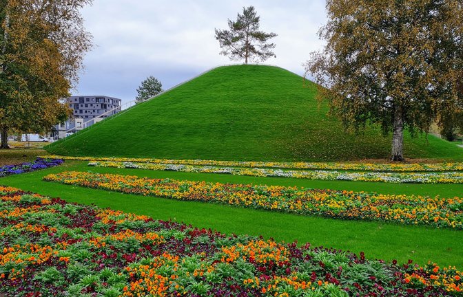 Blumenbänder durchziehen das Gelände. Dazwischen wurde die Allgäu-typische Landschaft modelliert.<span class='image-autor'>Foto: Landesgartenschau Wangen im Allgäu/oh</span>