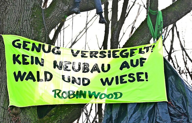 Im Februar hatten Aktivisten gegen eine Abholzung von Bäumen in Stuttgart-Vaihingen demonstriert.<span class='image-autor'>Foto: dpa/Bernd Weißbrod</span>