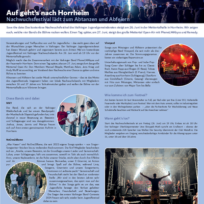 Diese Bands spielen beim Jugendfestival in Horrheim