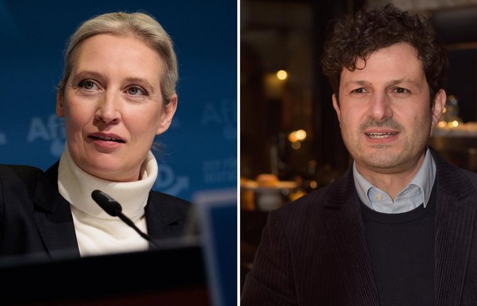 Alice Weidel (links) und Luigi Pantisano – letzterer hat gegen die AfD-Kanzlerkandidatin Strafanzeige erstattet.<span class='image-autor'>Foto: dpa/Carsten Koall/Lichtgut</span>