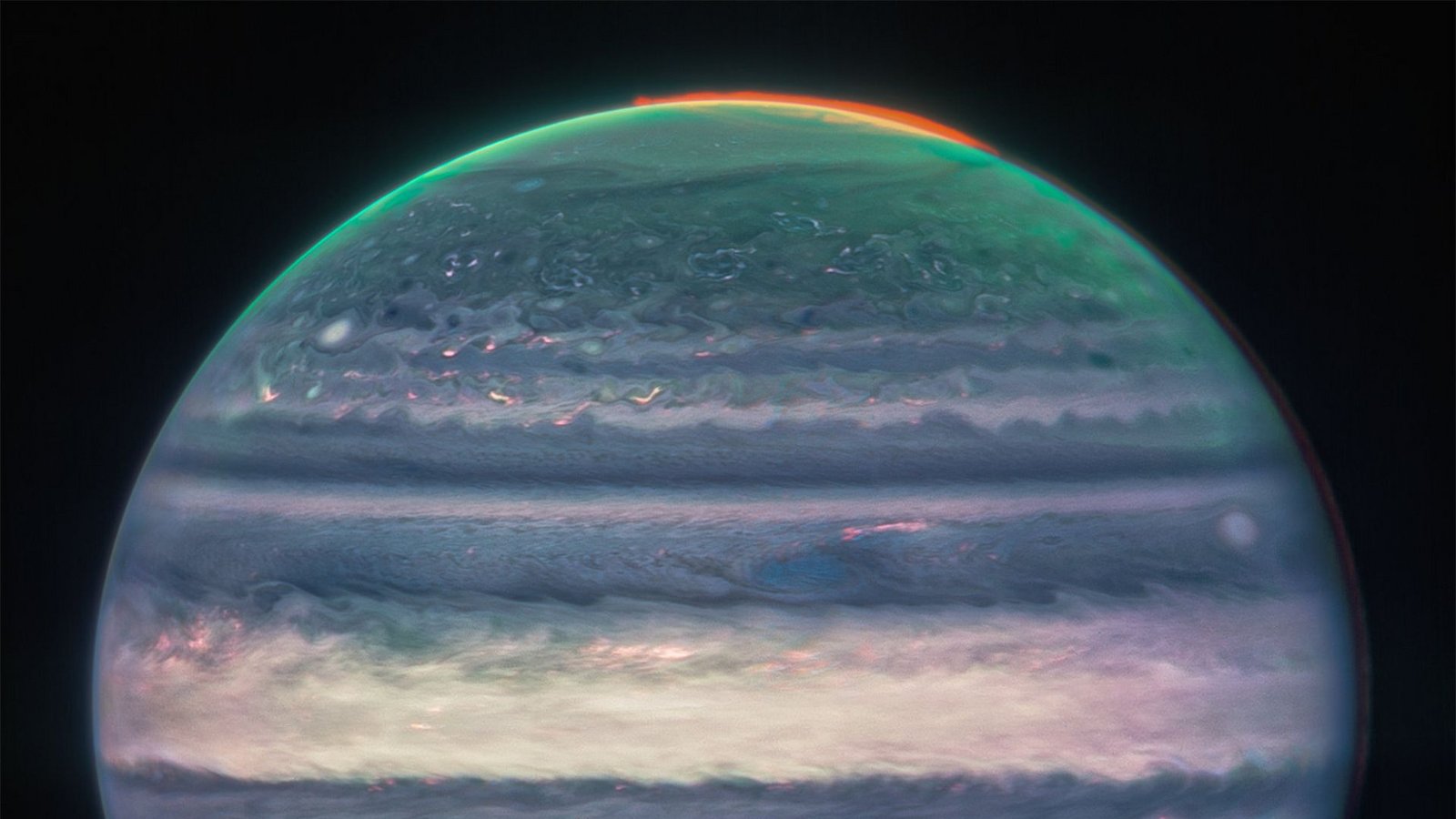 Eine Aufnahme des Jupiter durch das James-Webb-Teleskop – bei der Beobachtung eines anderen Gasriesen wurde jetzt ein spannender Fund gemacht.Foto: dpa/NASA