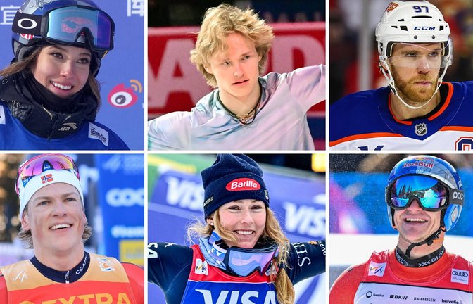 Sie können zu Gesichtern der Olympischen Spiele 2026 werden: Eileen Gu, Ilia Malinin, Connor McDavid (oben von links), Johannes Kläbo, Mikaela Shiffrin und Marco Odermatt (unten von links) – klicken Sie sich durch unsere Bildergalerie, um mehr über diese Stars zu erfahren!<span class='image-autor'>Foto: Imago/Gepa Pictures, Icon Sportswire, Max PPP, Xinhua, Imagn Images (2)</span>