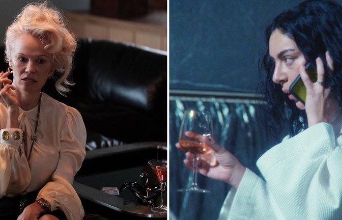 Pamela Anderson (links) spielt in „Rosebush Pruning“ eine abwesende Mutter, Charli xcx in „The Moment“ sich selbst. Beide Stars waren auch persönlich auf der Berlinale, um ihre neuen Filme vorzustellen.<span class='image-autor'>Foto: Felix Dickinson/A 24</span>