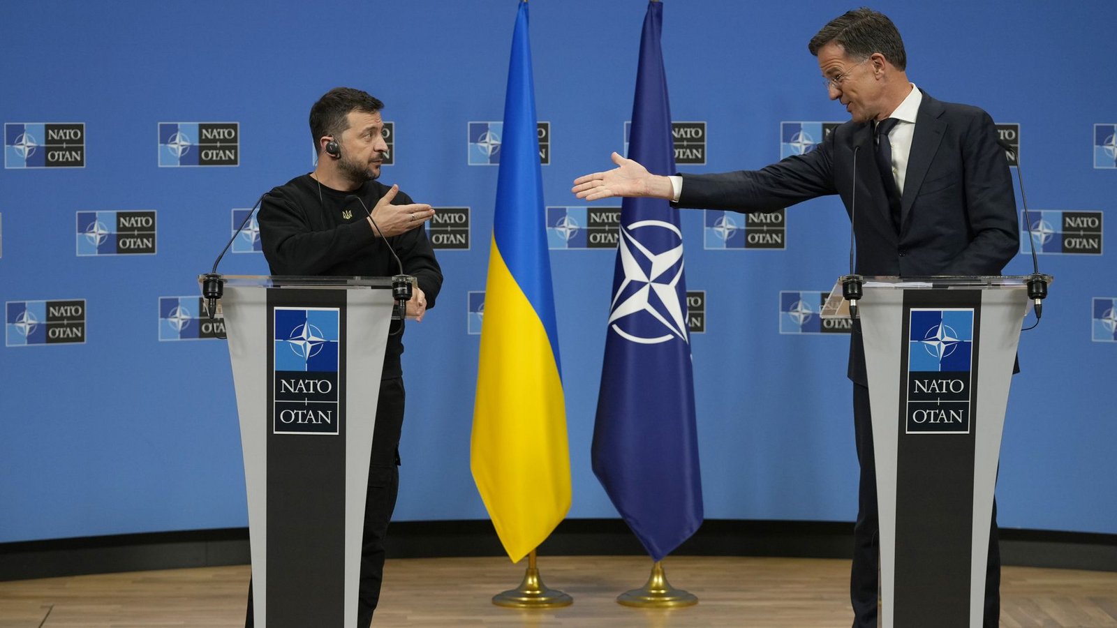 Ukraines Präsident Selenskyj hat sich von Nato-Generalsekretär Rutte mehr Unterstützung für sein Land erwartet.Foto: dpa/Virginia Mayo Ukraines Präsident Selenskyj hat sich von Nato-Generalsekretär Rutte mehr Unterstützung für sein Land erwartet.Foto: dpa/Virginia Mayo