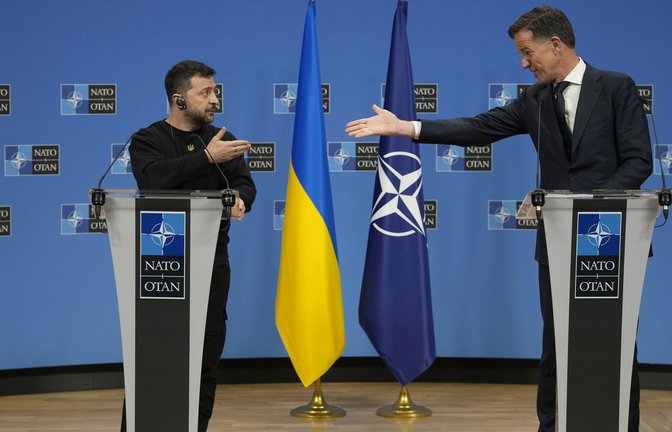 Ukraines Präsident Selenskyj hat sich von Nato-Generalsekretär Rutte mehr Unterstützung für sein Land erwartet.<span class='image-autor'>Foto: dpa/Virginia Mayo</span>
