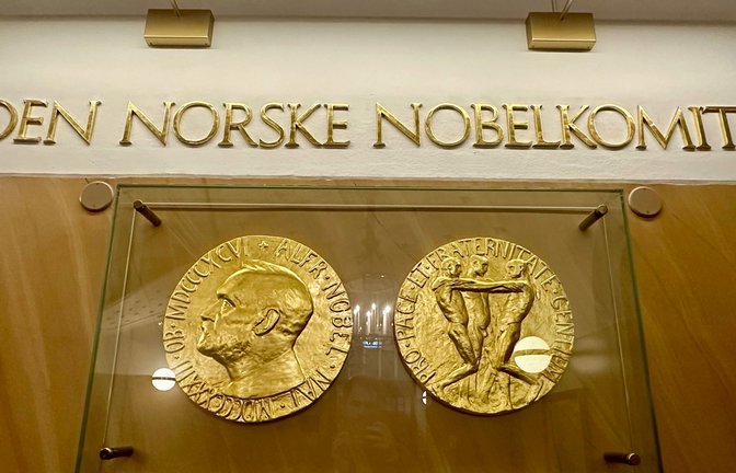 Der Preis mit dem Bildnis des Stifters Alfred Nobel.<span class='image-autor'>Foto: dpa/Steffen Trumpf</span>